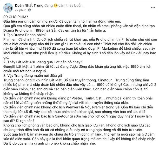 Bài đăng dài của Nhất Trung đang gây xôn xao dư luận.