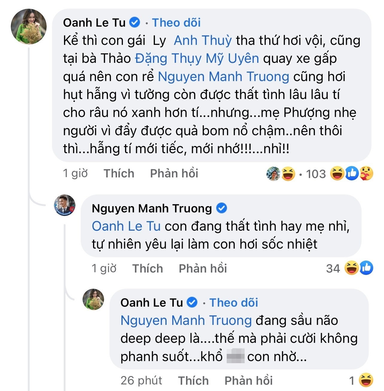 Mạnh Trường và Tú Oanh đều mong phim dài hơn.