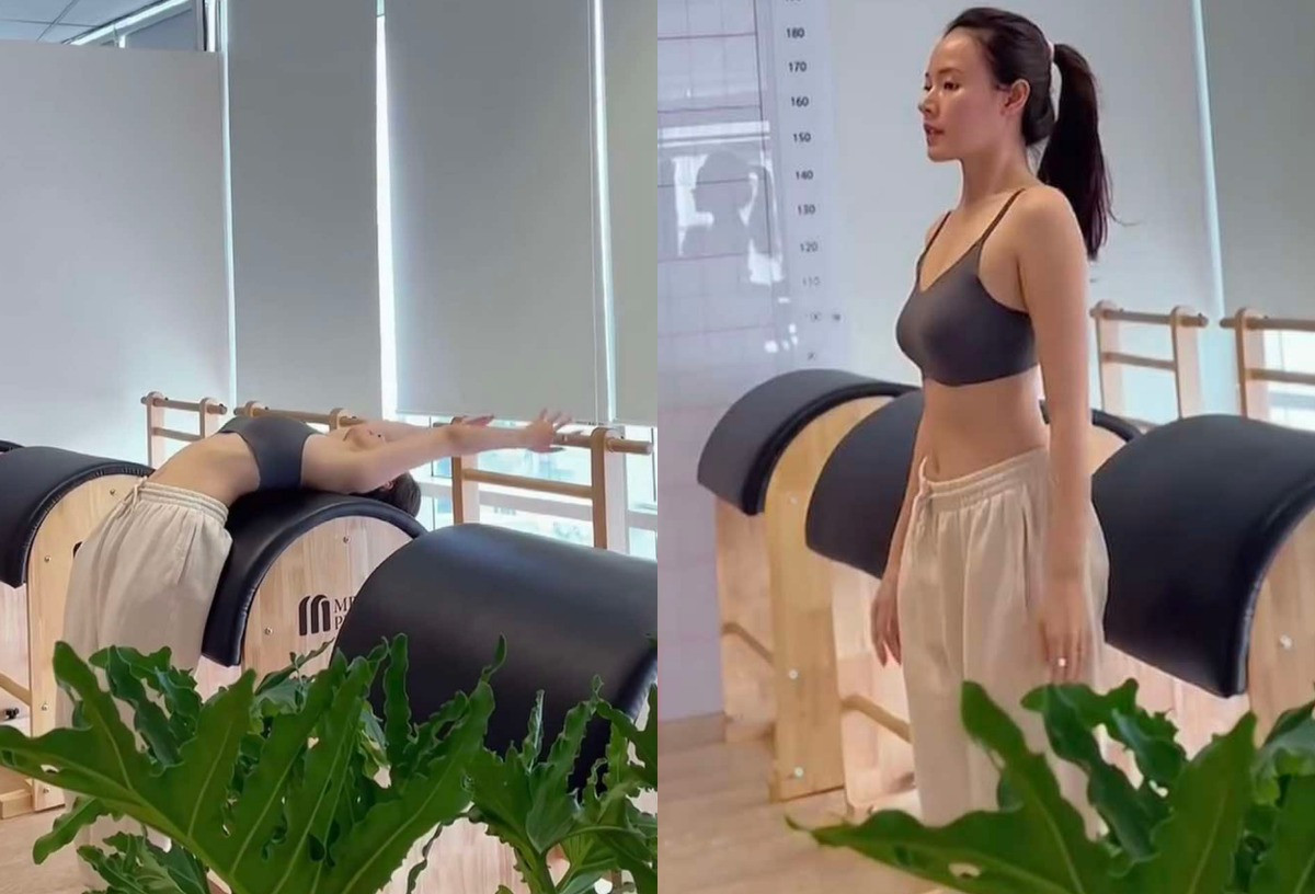 Midu khoe khéo vòng eo thon gọn trong loạt ảnh tập pilates.