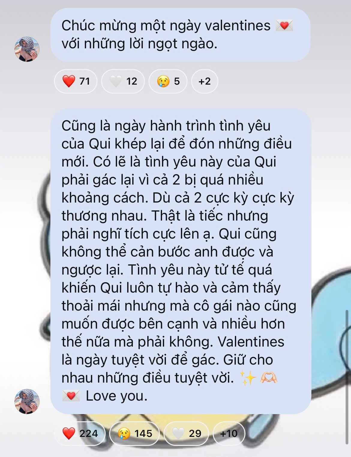 Quyên Qui thông báo đã quyết định chia tay dù cả hai vẫn còn thương nhau.