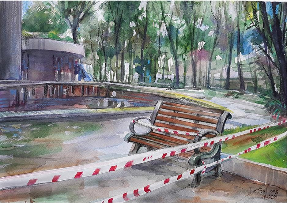 Mùa này Sài Gòn phải đương đầu với bệnh dịch - Tranh: Họa sĩ Lê Sa Long