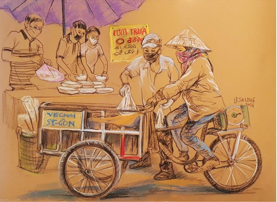 Sài Gòn là vậy đó, dễ thương dễ sợ! - Tranh: Họa sĩ Lê Sa Long