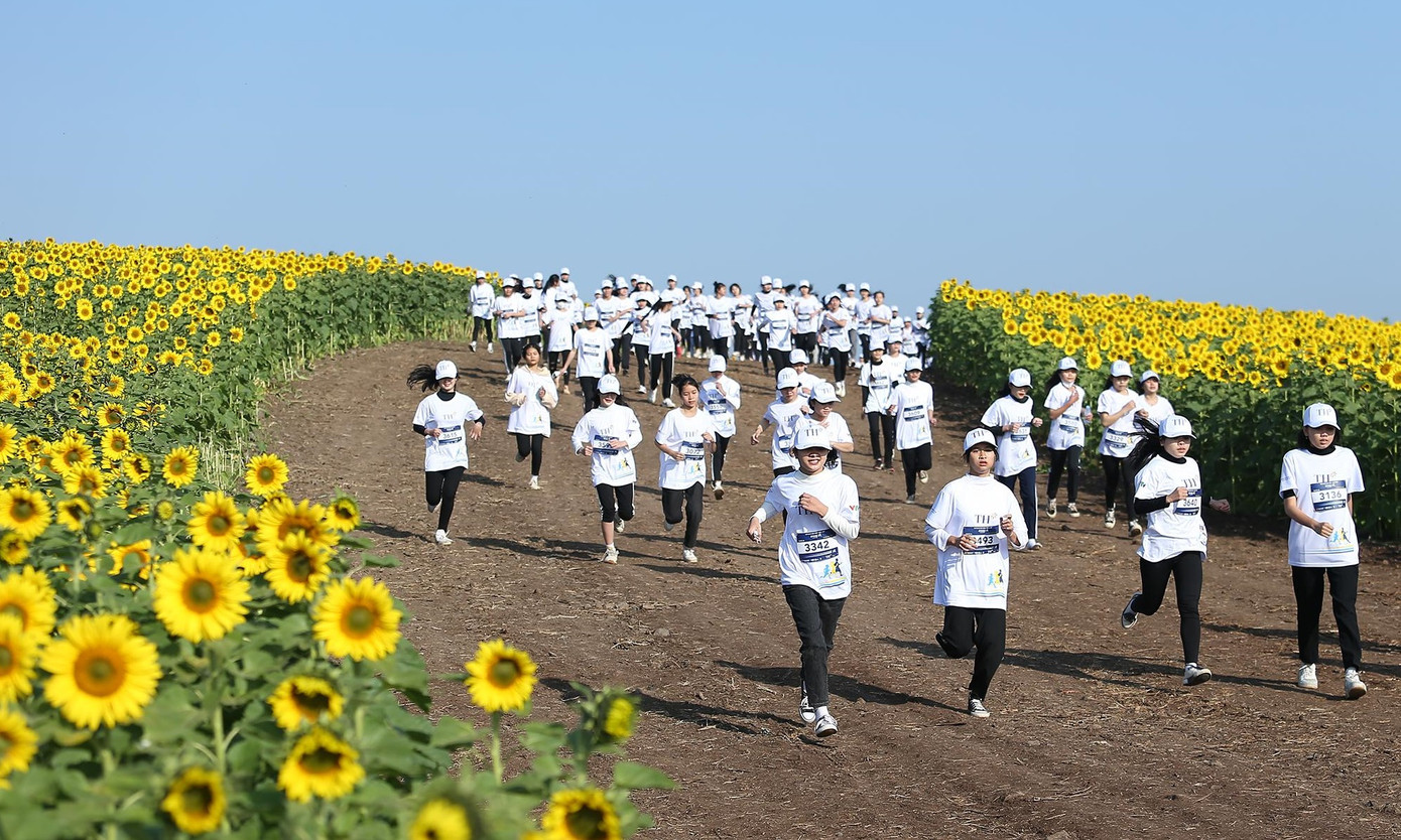 Các bạn học sinh, sinh viên chinh phục đường chạy hoa hướng dương tại S-Race Nghệ An sáng 25/12
