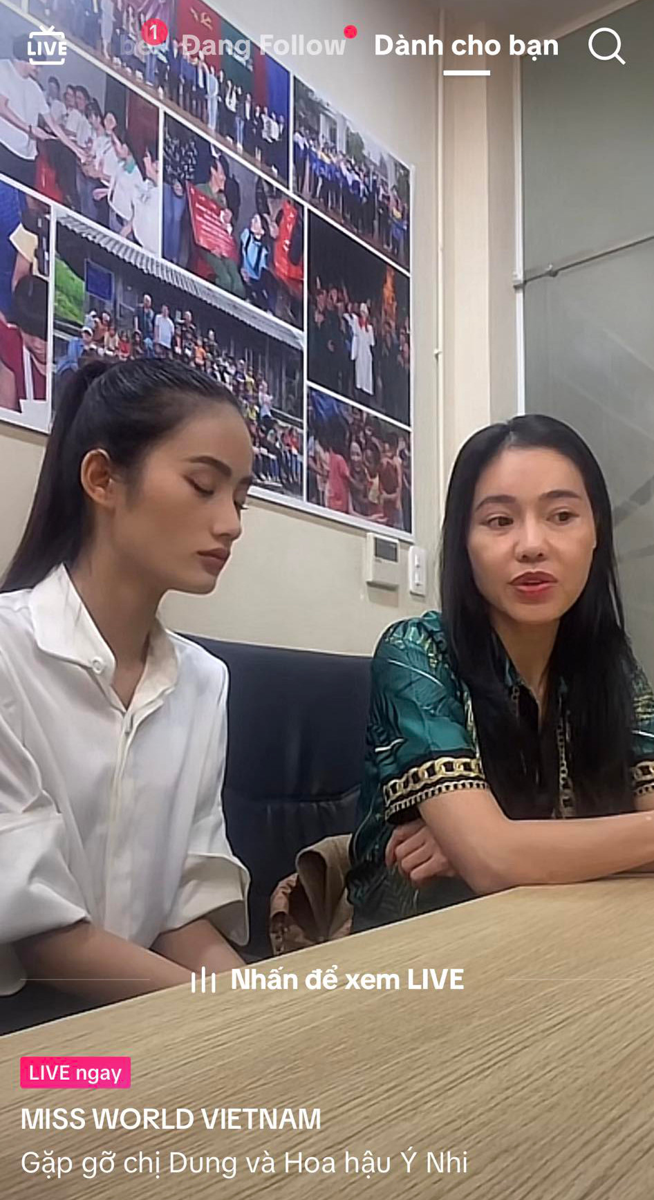 Ý Nhi và dì Dung livestream để nàng hậu nói lời xin lỗi khán giả.