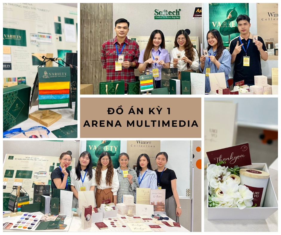 Kết thúc học kỳ 1, Sinhh viên Arena Multimedia đã thiết kế Bộ nhận diện thương hiệu rất chuyên nghiệp, sáng tạo và ấn tượng - Nguồn ảnh: Arena Multimedia.