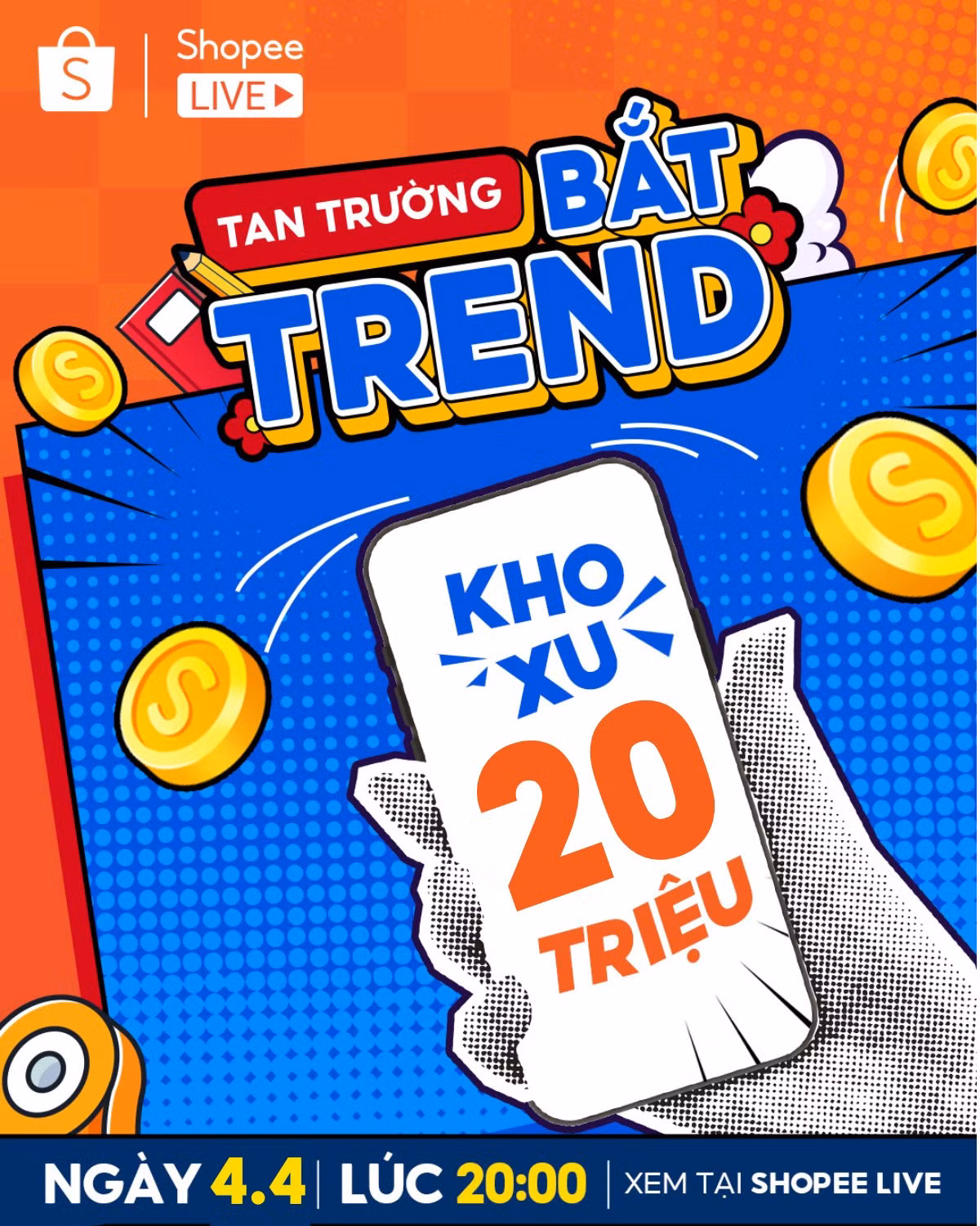 Đừng rời mắt khỏi màn hình livestream tối nay nếu không muốn bỏ lỡ kho 20 triệu Shopee xu cùng hàng loạt voucher giảm đậm đến 300.000 đồng bạn nhé!