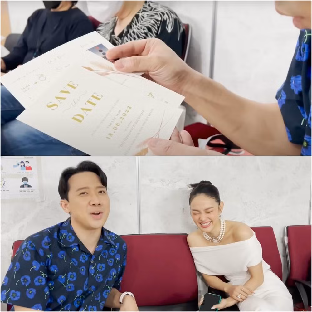 Trấn Thành vui vẻ nhận thiệp cưới của Minh Hằng