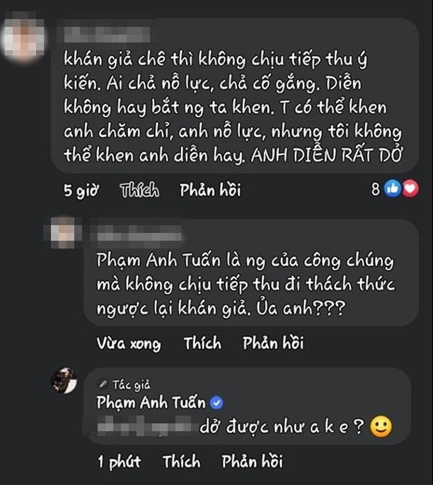 Nam diễn viên đáp trả cực gắt một ý kiến chê bai diễn xuất của anh. Nam diễn viên đáp trả cực gắt một ý kiến chê bai diễn xuất của anh.