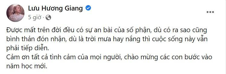 Bài đăng mới nhất của Lưu Hương Giang thu hút sự chú ý của netizen Bài đăng mới nhất của Lưu Hương Giang thu hút sự chú ý của netizen