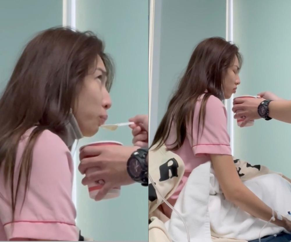 Cô còn bị ê-kíp ghi lại cả cảnh đang phờ phạc vì ngộ độc. Cô còn bị ê-kíp ghi lại cả cảnh đang phờ phạc vì ngộ độc.