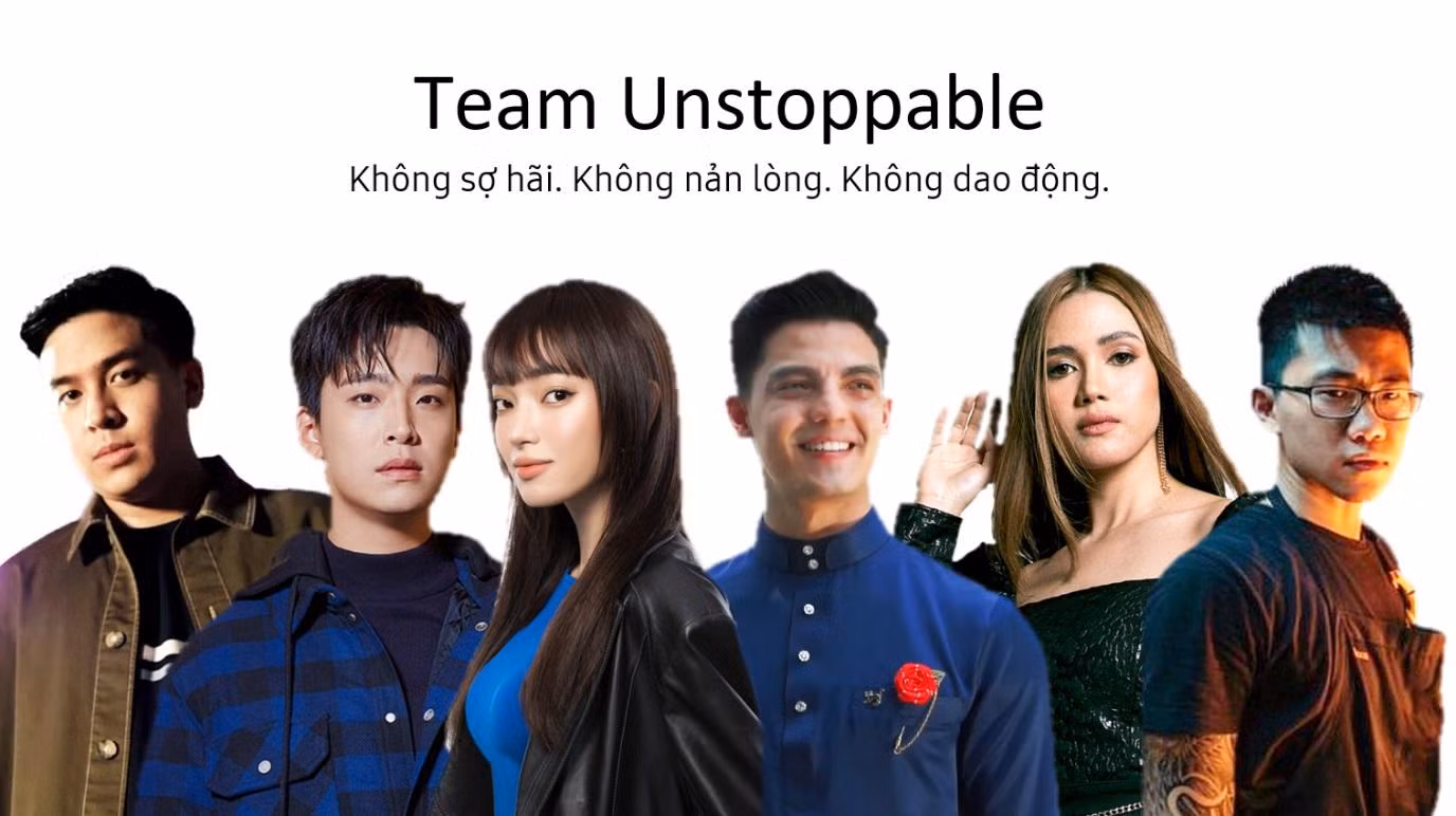 Từ trái sang: Jerome Polin, Neng Sarun, Châu Bùi, Jabir Meftah, Karla Golosinda, Jason Chua