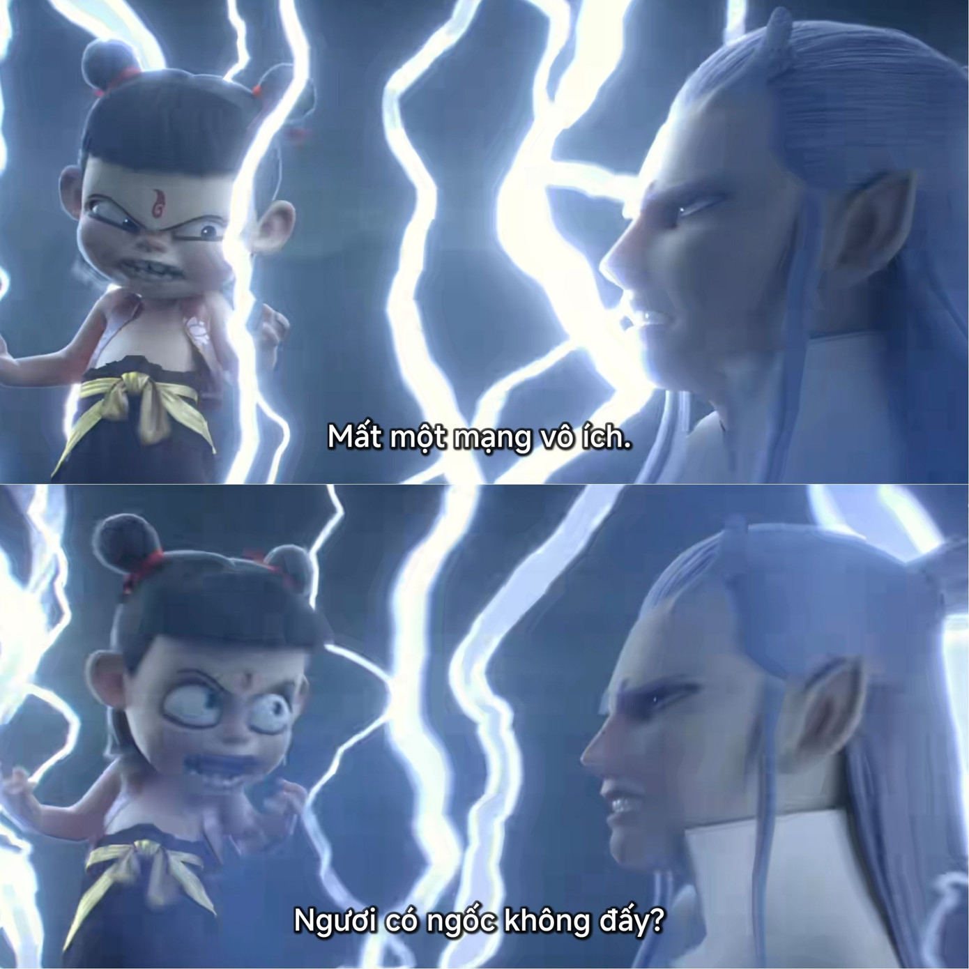 Na Tra - Ngao Bính cùng nhau chống lại thiên kiếp. Na Tra - Ngao Bính cùng nhau chống lại thiên kiếp.