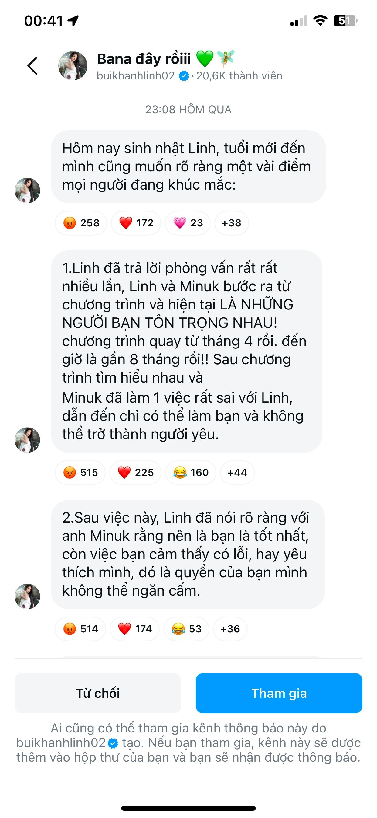 Bùi Khánh Linh lên tiếng nói rõ về mối quan hệ với Minuk. Bùi Khánh Linh lên tiếng nói rõ về mối quan hệ với Minuk.