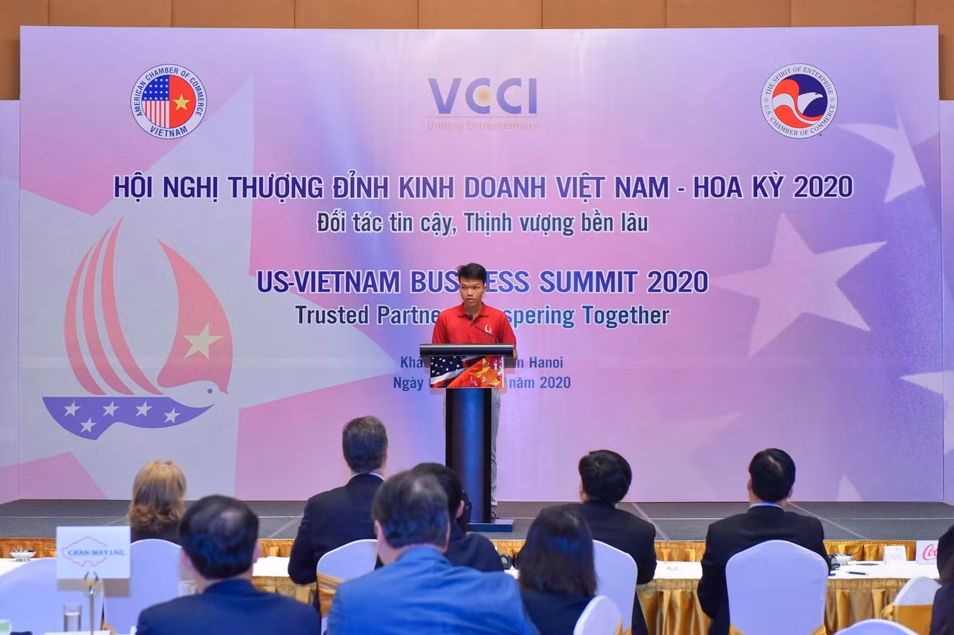 Nguyễn Duy phát biểu tại Hội nghị thượng đỉnh kinh doanh Việt Nam - Hoa Kỳ.