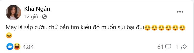 Khả Ngân bỗng dưng nói chuyện kết hôn khiến netizen tò mò. Khả Ngân bỗng dưng nói chuyện kết hôn khiến netizen tò mò.