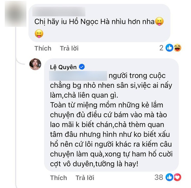 Nữ ca sĩ sẵn sàng đáp trả những bình luận kém duyên.