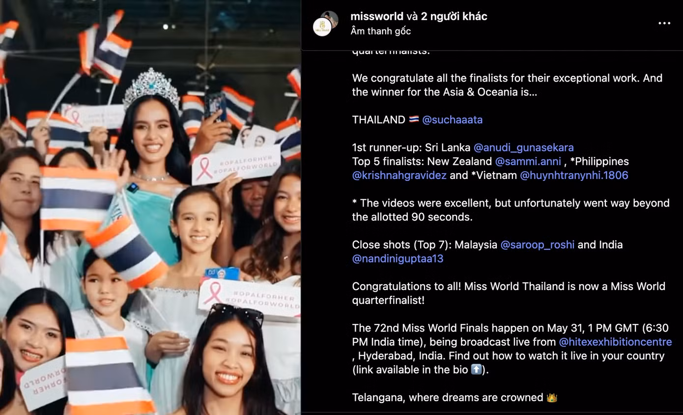 Thông báo của Miss World 2025 khiến người hâm mộ tiếc nuối cho Ý Nhi.