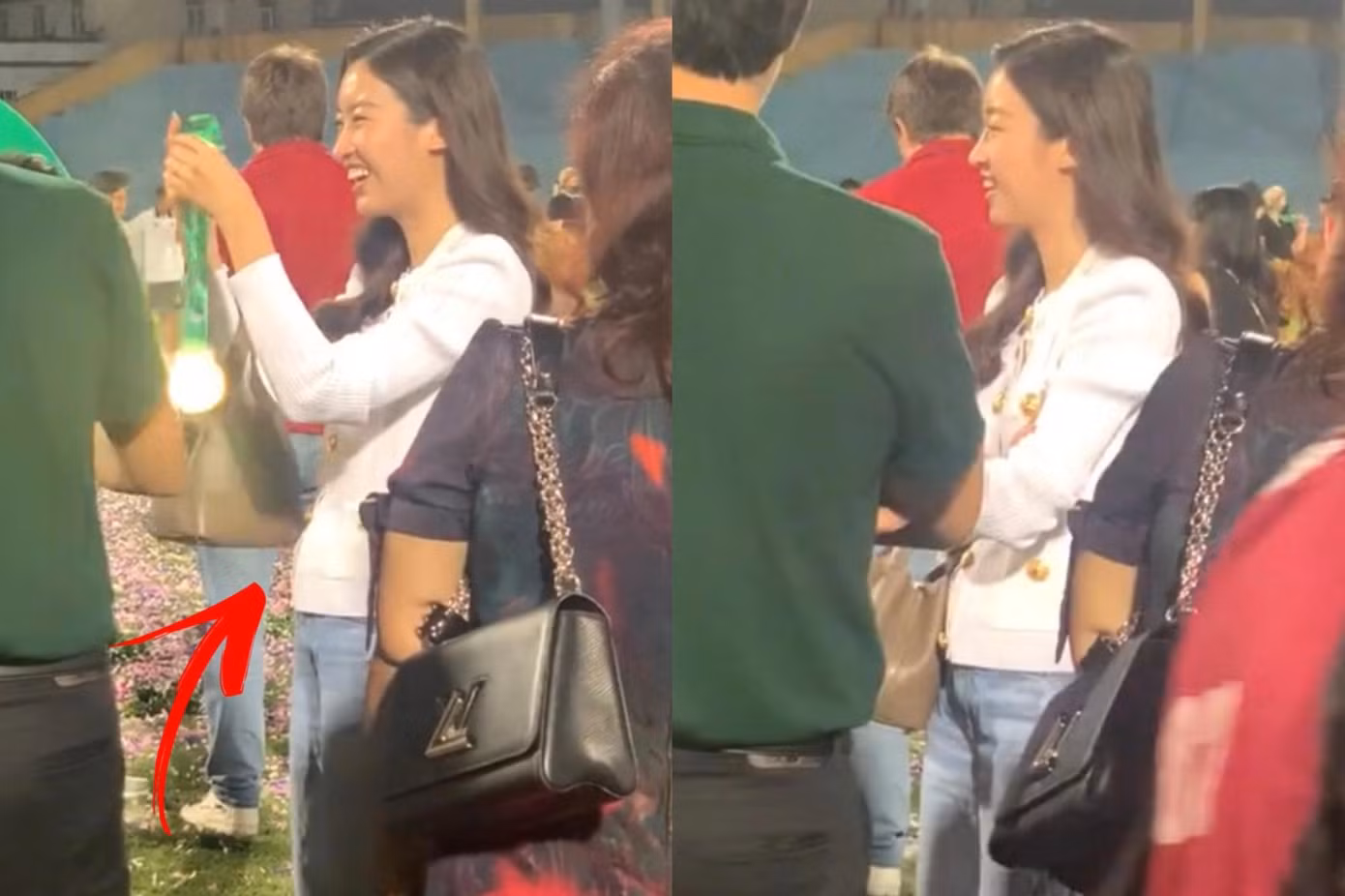 Cô có mặt trong nhiều sự kiện quan trọng của CLB Hà Nội mà chồng làm chủ tịch.