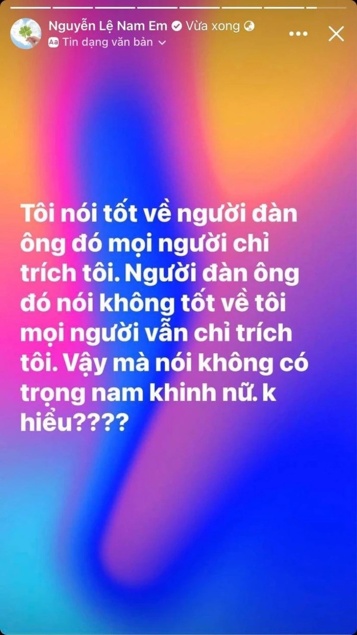 Nam Em có bài đăng ẩn ý sau phát ngôn của Bạch Công Khanh. Nam Em có bài đăng ẩn ý sau phát ngôn của Bạch Công Khanh.