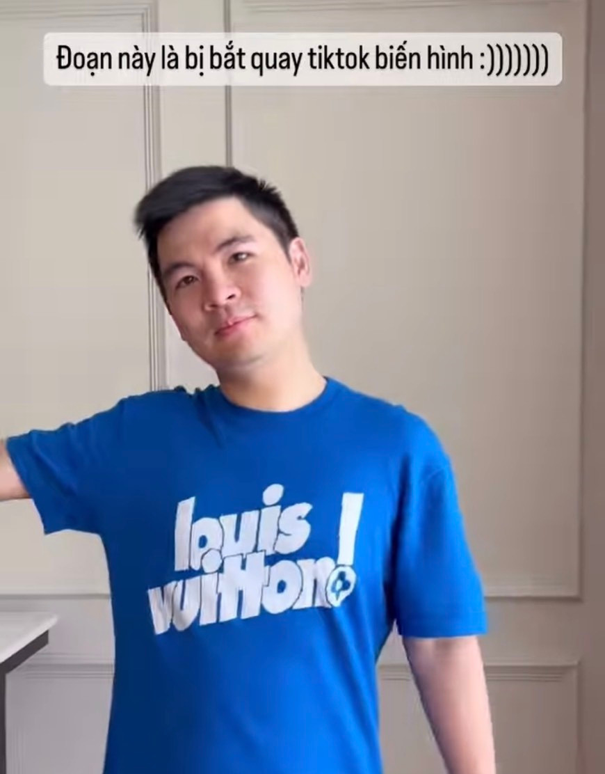 Cô khoe các clip quay chồng làm động tác vui nhộn.