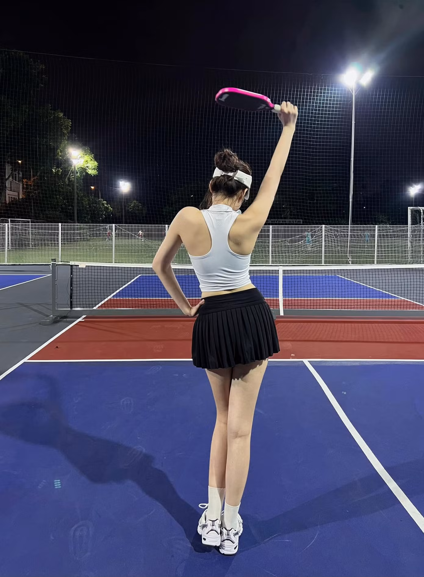 Hoa hậu Đỗ Thị Hà đang rất thích tập pickleball.