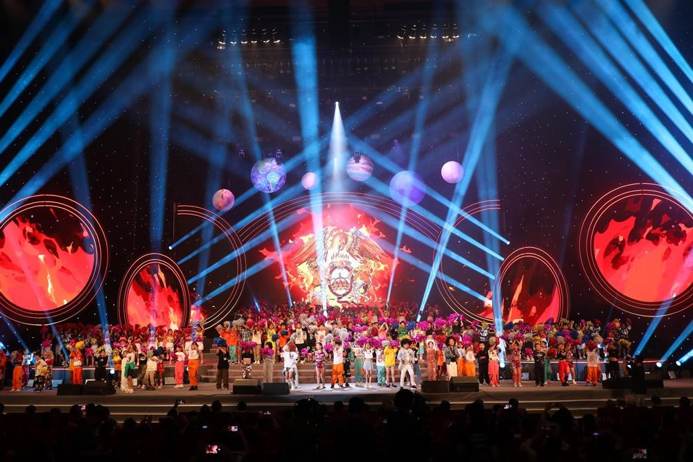 Các bạn học sinh đã tập luyện suốt một tháng cho đại nhạc hội