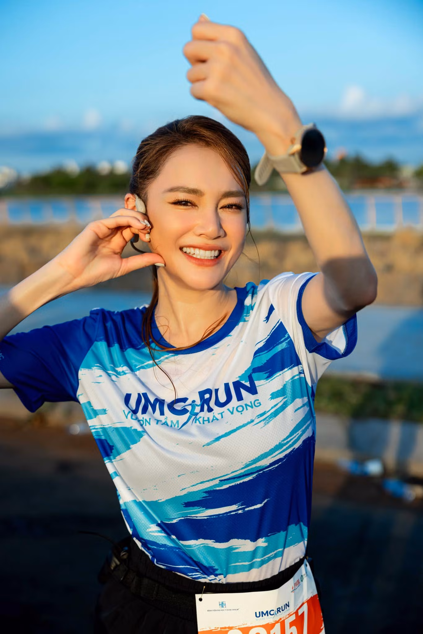 Nhờ đó cô xinh đẹp đến tận phút cuối dù chạy hơn 20km.
