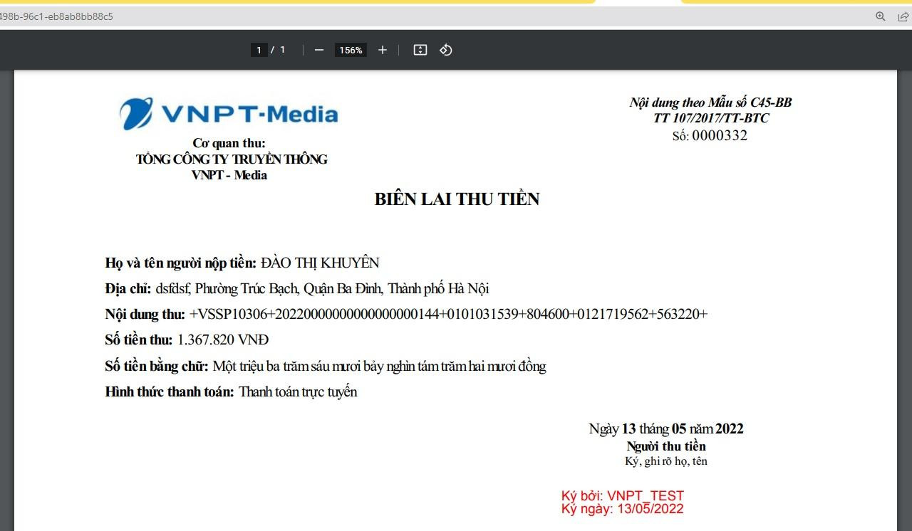 Biên lai thanh toán