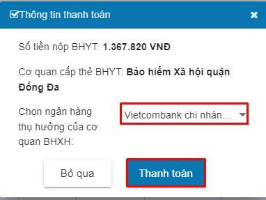 Chọn ngân hàng thụ hưởng của cơ quan BHXH