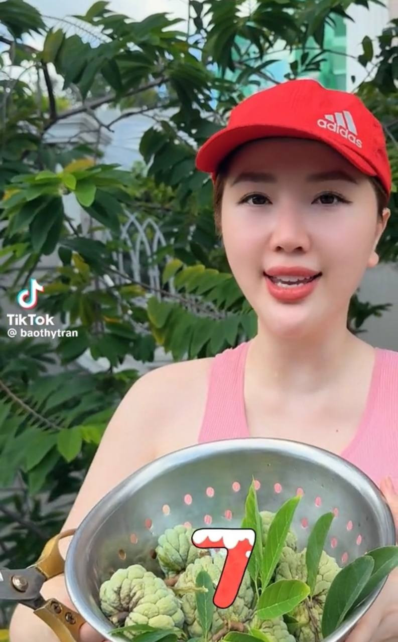 Cô khoe video tự tay hái na nhà trồng. Cô khoe video tự tay hái na nhà trồng.