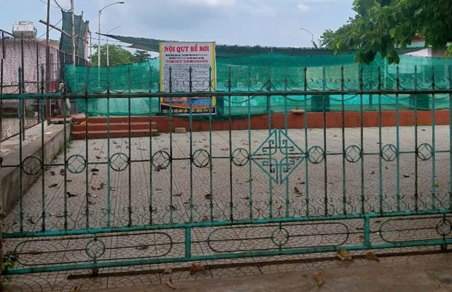 Bể bơi nơi em học sinh gặp sự cố. Ảnh Xuân Hoan.