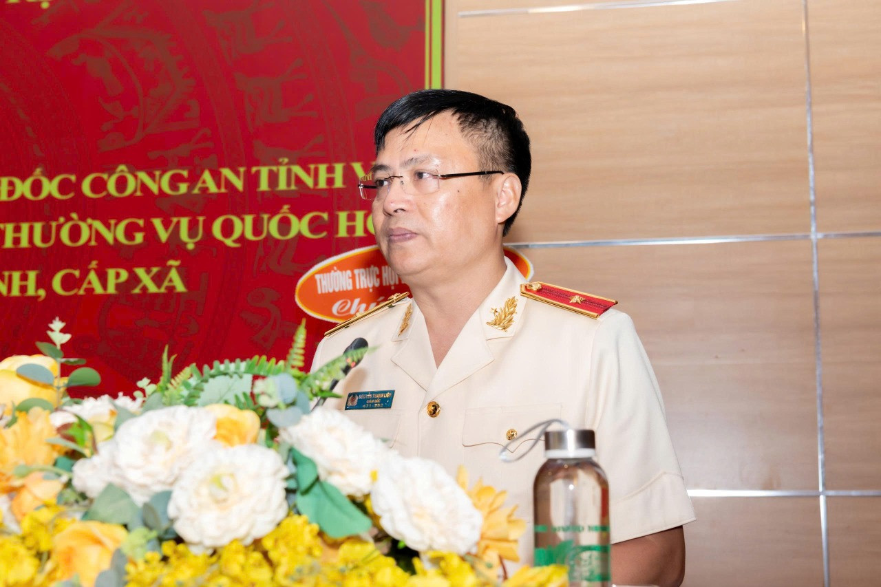 Thiếu tướng Nguyễn Thanh Liêm phát biểu tại hội nghị.