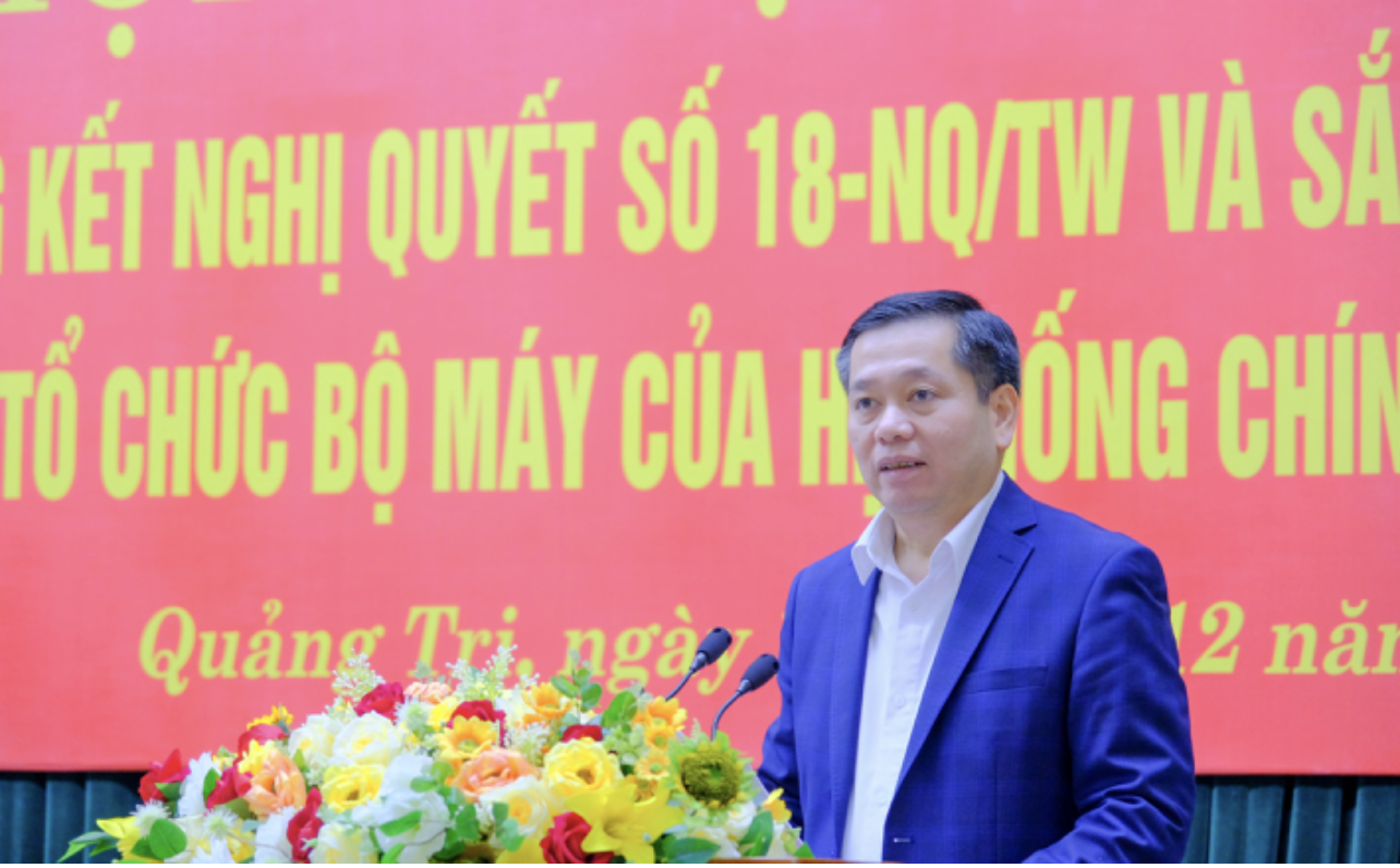 Bí thư Tỉnh ủy Quảng Trị Nguyễn Long Hải phát biểu kết luận tại Hội nghị trực báo tổng kết Nghị quyết số 18-NQ/TW và sắp xếp tổ chức bộ máy của hệ thống chính trị tỉnh Quảng Trị. Bí thư Tỉnh ủy Quảng Trị Nguyễn Long Hải phát biểu kết luận tại Hội nghị trực báo tổng kết Nghị quyết số 18-NQ/TW và sắp xếp tổ chức bộ máy của hệ thống chính trị tỉnh Quảng Trị.