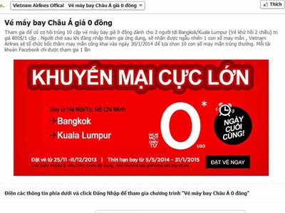 Cách thức tham gia để nhận vé "lừa" của Vietnam Airlines . Cách thức tham gia để nhận vé
