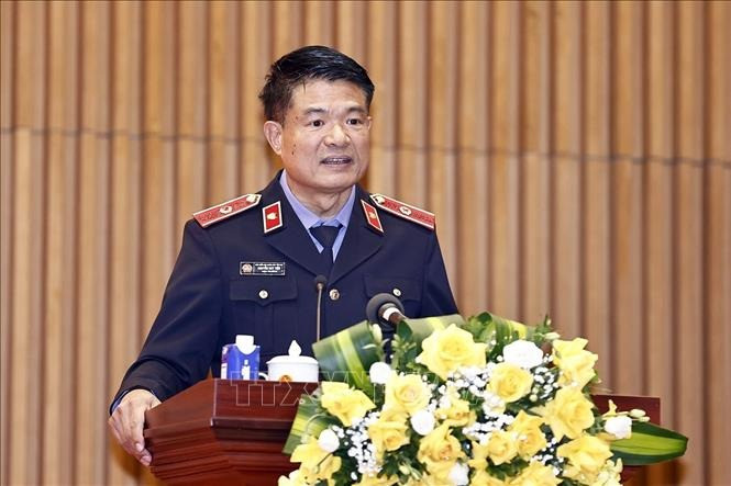 Viện trưởng Viện Kiểm sát nhân dân tối cao Nguyễn Huy Tiến phát biểu. Ảnh: Doãn Tấn/TTXVN Viện trưởng Viện Kiểm sát nhân dân tối cao Nguyễn Huy Tiến phát biểu. Ảnh: Doãn Tấn/TTXVN