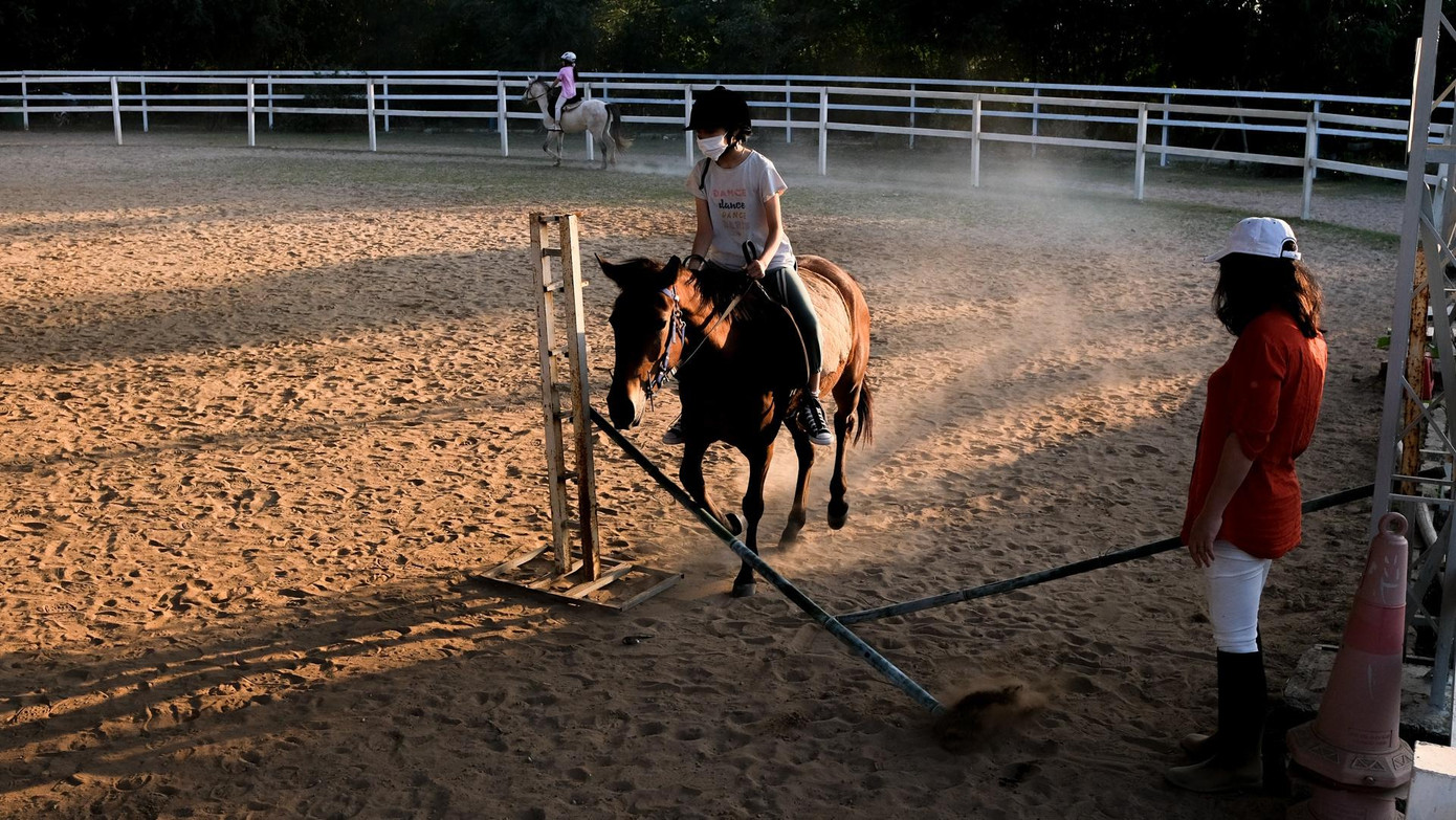 Một số đã chuyển sang các bài tập nâng cao như nhảy vượt rào, đứng hai chân, buông tay giữ thăng bằng trên lưng ngựa... Không chỉ phụ huynh, tôi có thể thấy rõ sự tự tin và trưởng thành hơn của các cô, cậu bé trong quá trình tập luyện.
