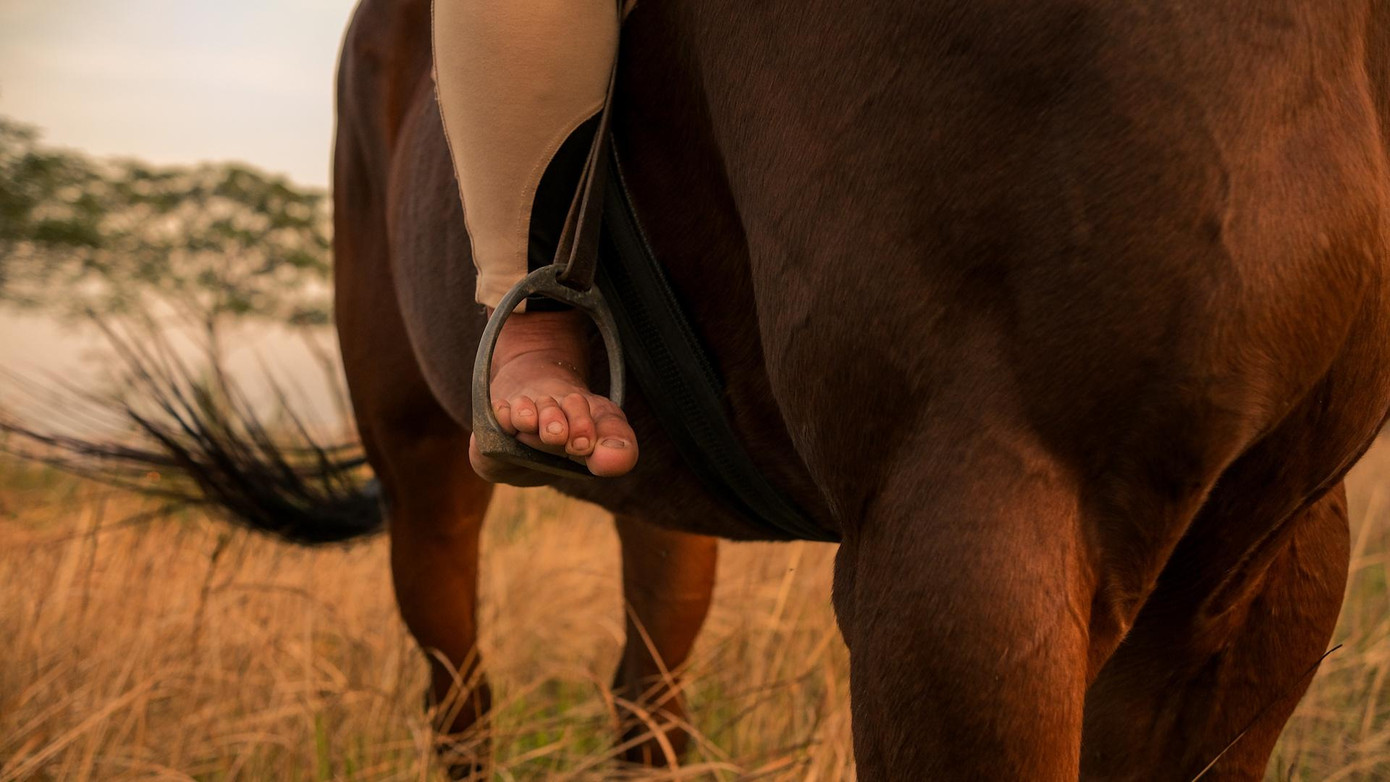 Sau giờ làm việc, tôi thường dành chút thời gian cuối ngày rong ruổi thư giãn với ngựa ở bãi đất gần CLB. Lúc này, tôi tháo giày và mũ để tận hưởng trọn vẹn cảm giác tự do, hòa mình với khung cảnh xung quanh.