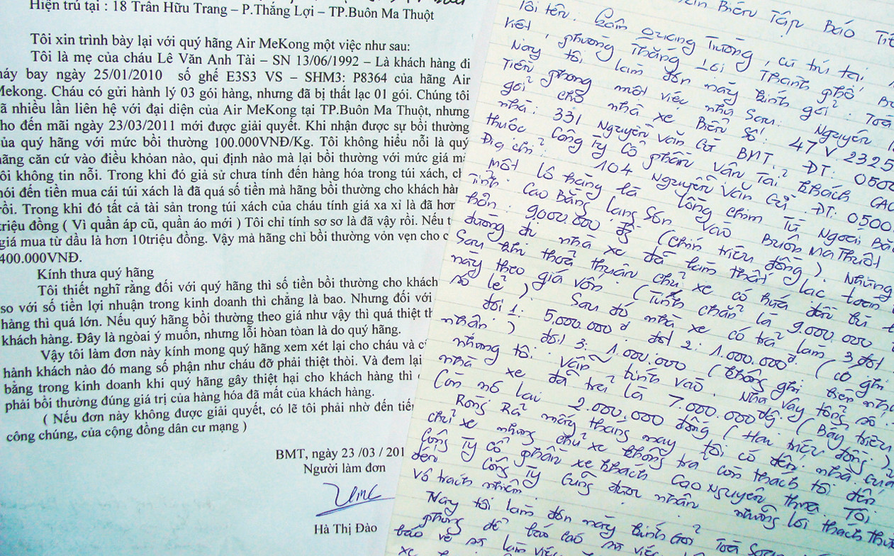 Đơn khiếu nại của ông Trường gửi báo Tiền Phong. Đơn khiếu nại của ông Trường gửi báo Tiền Phong