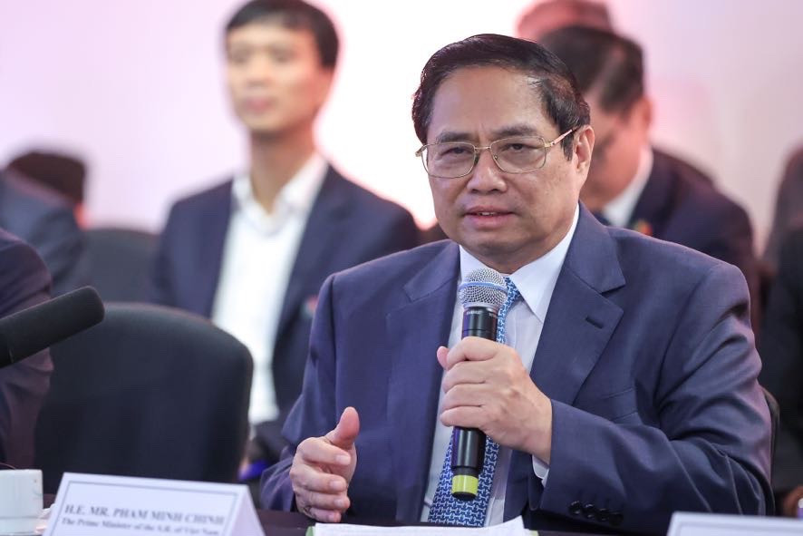 Thủ tướng Phạm Minh Chính phát biểu tại tọa đàm. Ảnh: NB. Thủ tướng Phạm Minh Chính phát biểu tại tọa đàm. Ảnh: NB.