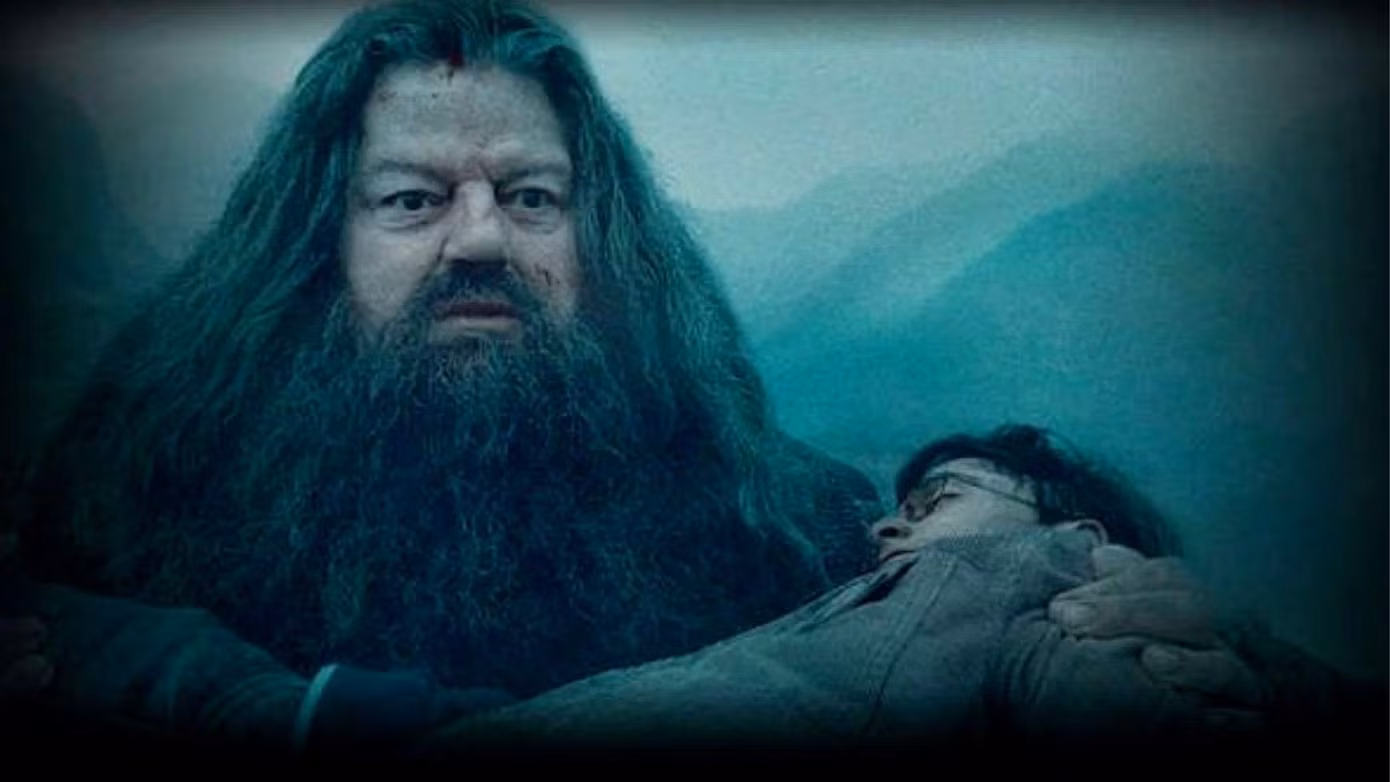 Sự đau khổ và tuyệt vọng của Hagrid được thể hiện sâu sắc qua diễn xuất của Robbie Coltrane.