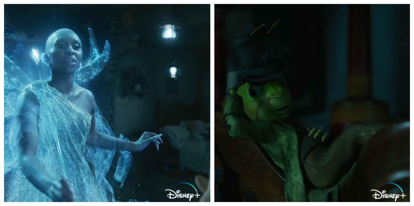 Tạo hình của Cô tiên xanh độc đáo mà không kém phần lung linh, lộng lẫy. Bên cạnh đó còn có chú dế Jimmy được khắc họa cực giống với phiên bản hoạt hình 1940. (Nguồn: Internet) Tạo hình của Cô tiên xanh độc đáo mà không kém phần lung linh, lộng lẫy. Bên cạnh đó còn có chú dế Jimmy được khắc họa cực giống với phiên bản hoạt hình 1940. (Nguồn: Internet)