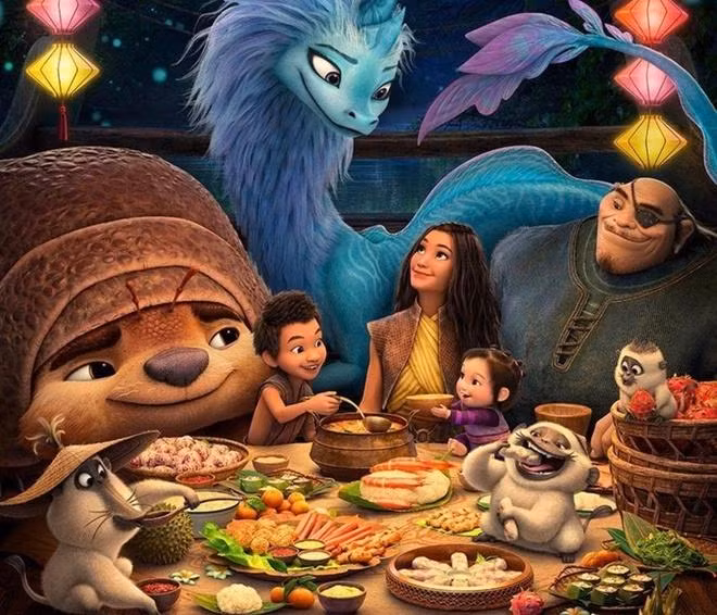 Bữa ăn ấm cúng trong Raya và Rồng Thần Cuối Cùng. (Nguồn: Internet) Bữa ăn ấm cúng trong Raya và Rồng Thần Cuối Cùng. (Nguồn: Internet)