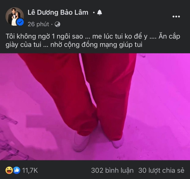 Lê Dương Bảo Lâm thông báo mất đồ hậu đám cưới.