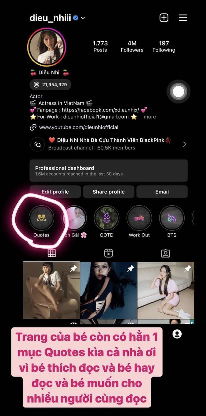 Những dòng trạng thái tâm trạng đến từ sở thích cá nhân của nữ diễn viên. Những dòng trạng thái tâm trạng đến từ sở thích cá nhân của nữ diễn viên.