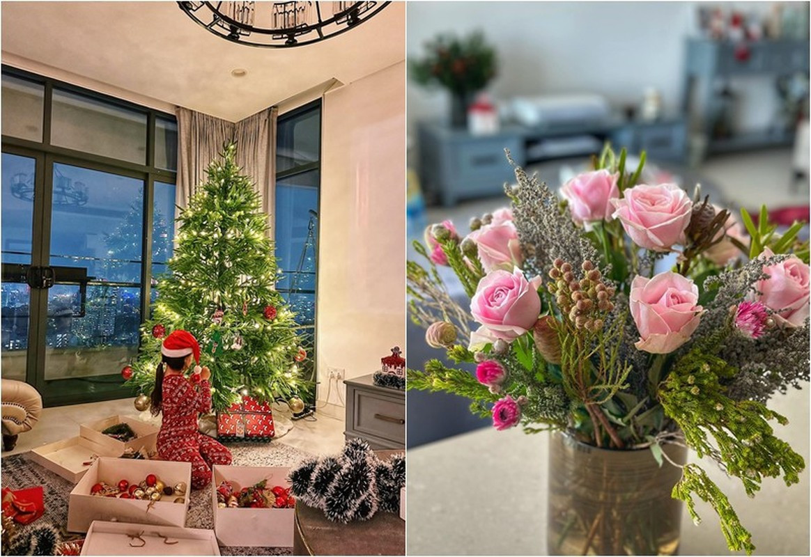 Siêu mẫu Hà Anh cũng trang hoàng căn hộ rực rỡ với cây thông Noel và hoa. Siêu mẫu Hà Anh cũng trang hoàng căn hộ rực rỡ với cây thông Noel và hoa.