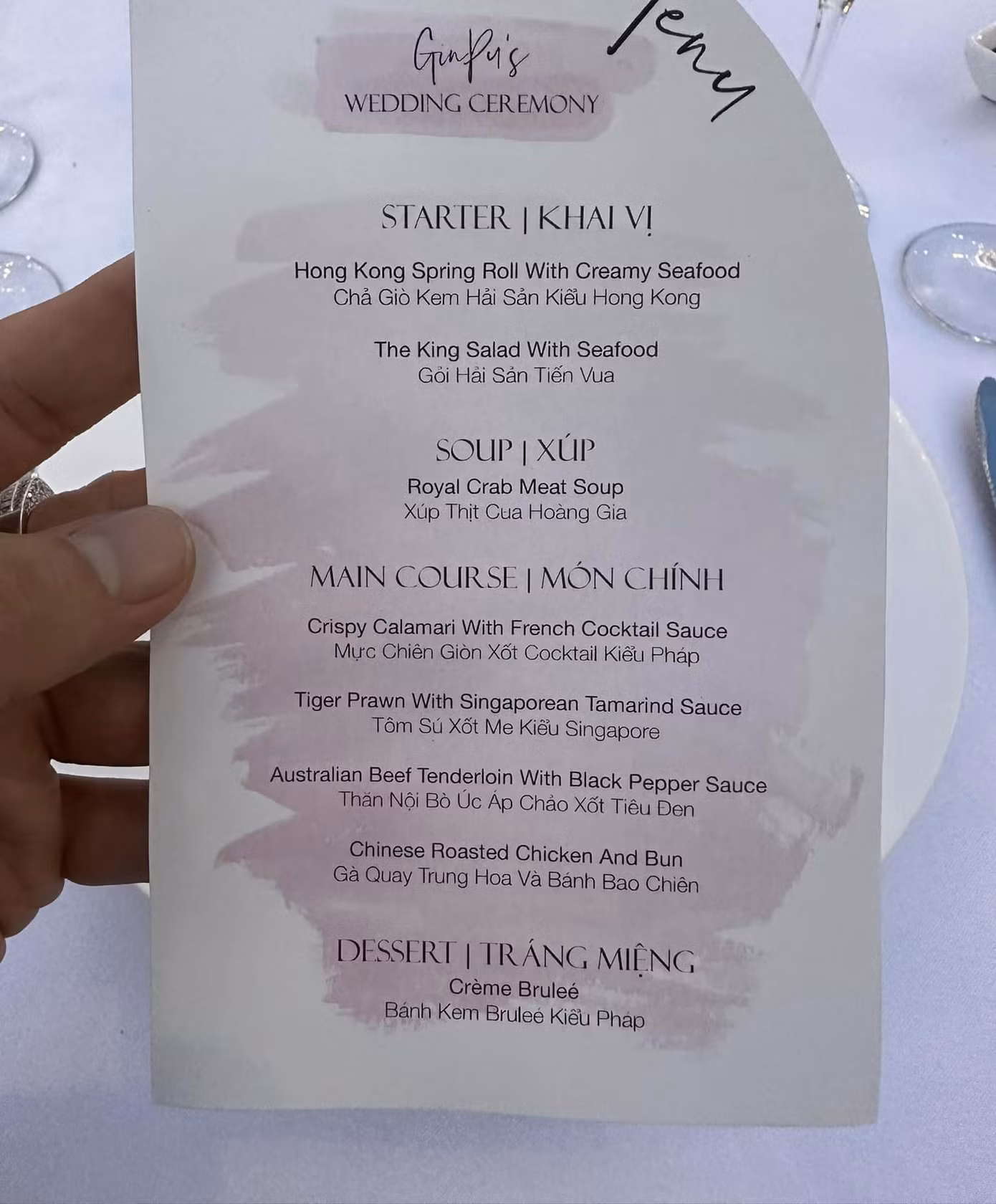 Menu tiệc cưới.