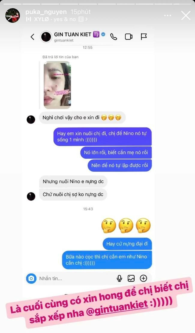 Gin Tuấn Kiệt và Puka không ngần ngại &quot;thả thính&quot; nhau trên mạng xã hội.