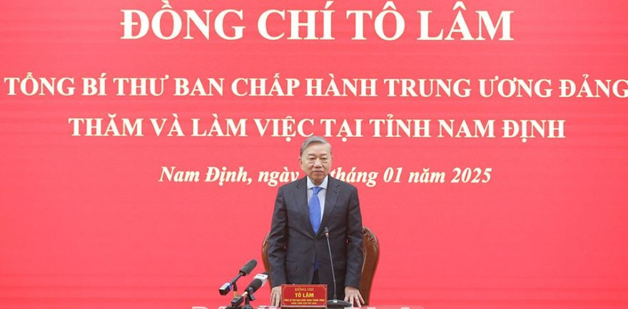 Tổng Bí thư Tô Lâm phát biểu chỉ đạo tại buổi làm việc
