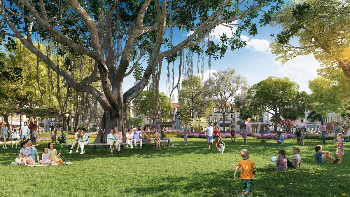 Hệ thống công viên, vườn chủ đề mang lại không gian thư giãn xanh mát cho cư dân ở mọi lứa tuổi. Ảnh phối cảnh minh họa: Sun Property