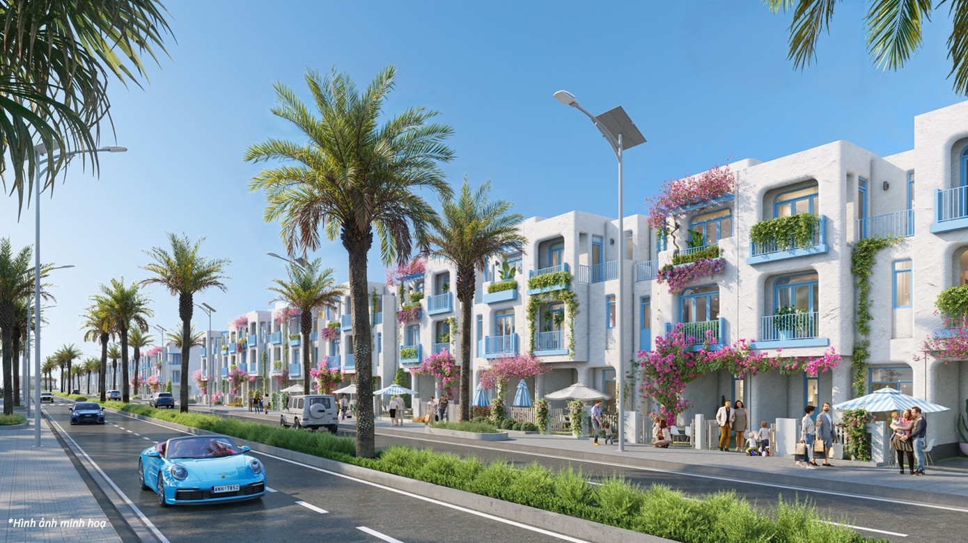 Phối cảnh nhà phố biển tiểu khu Hy Lạp tại Sông Town trên mặt tiền đại lộ Hồng Ngọc Phối cảnh nhà phố biển tiểu khu Hy Lạp tại Sông Town trên mặt tiền đại lộ Hồng Ngọc